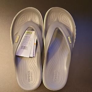 CROCS Bayaband Flip Sandals - Gray and Lime